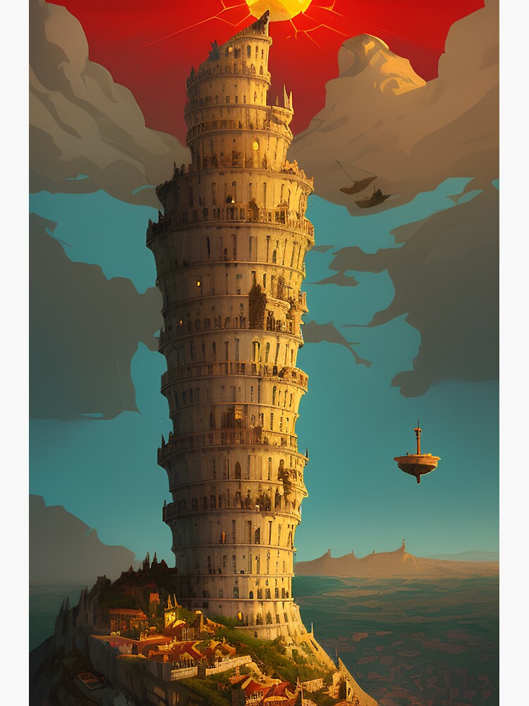 Tower Of Babel Sticker For Sale By Borisdavonte Redbubble