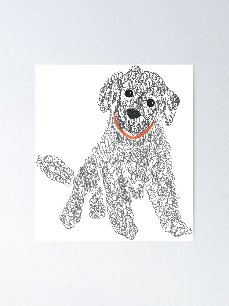 Goldendoodle Puppy Drawing Printable Black And White Modern Golden