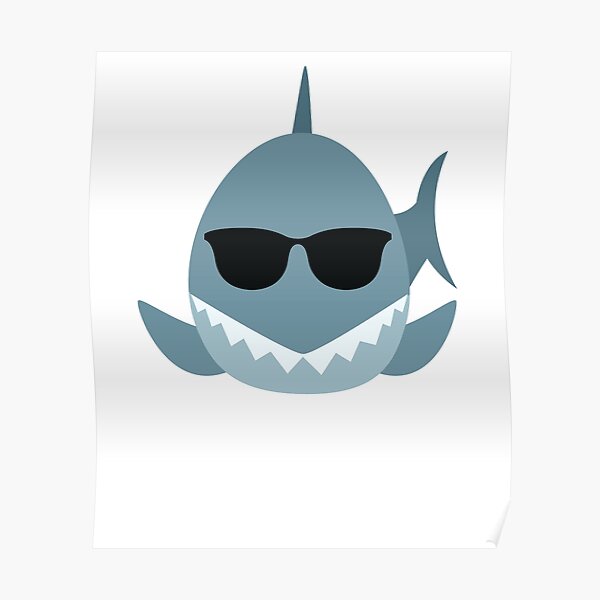 Shark Emoji Poster By Hippoemo Redbubble