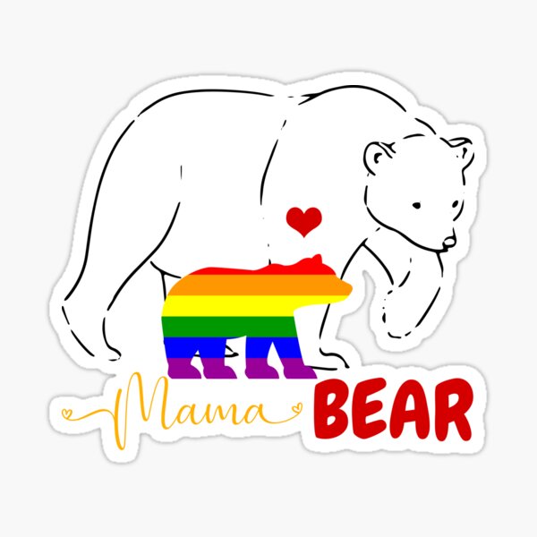 Lgbt Mama Bear Gay Pride Equal Rights Rainbow Mom Love Hug Sticker