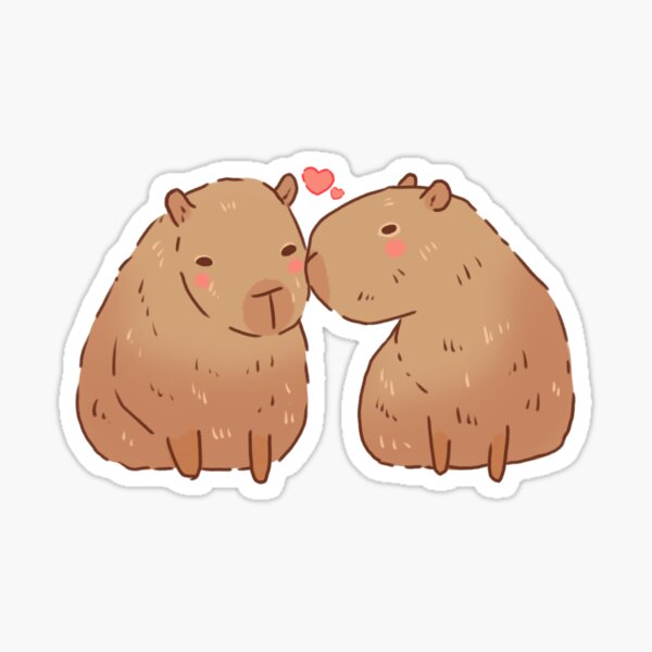 Capybaras In Love Sticker For Sale By Mayarart Redbubble