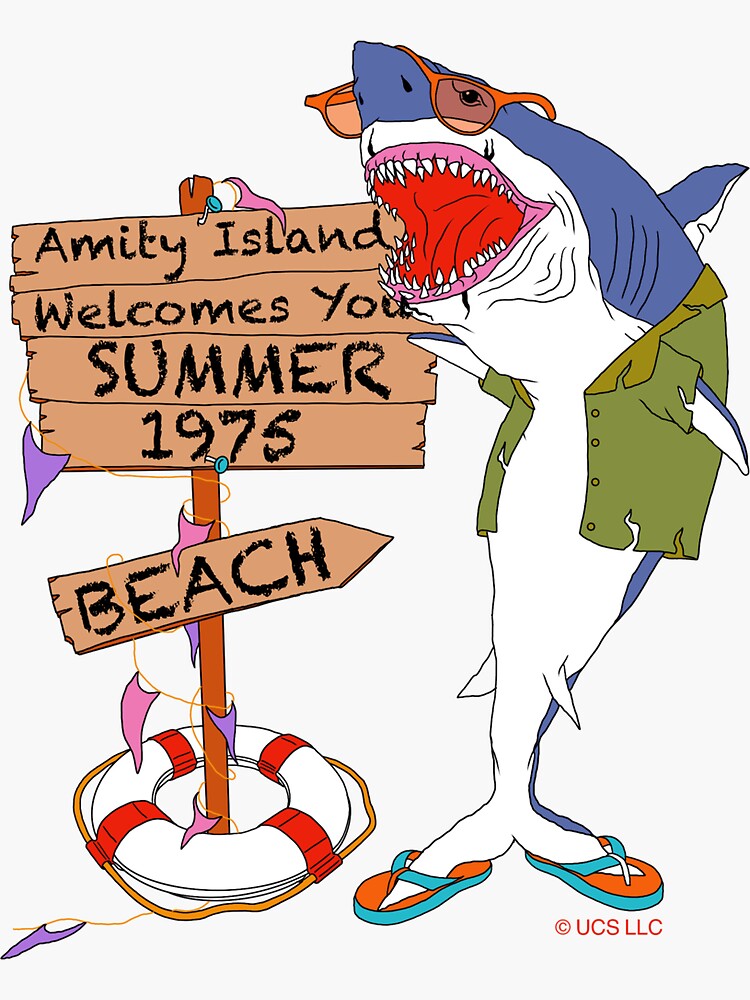 Amity Island Beach Sign Sticker For Sale By Motelgemini Redbubble