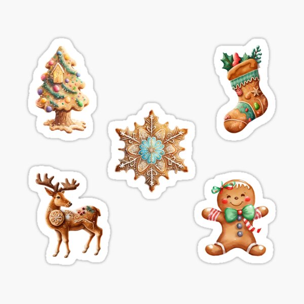 Christmas Gingerbread Cookie Sticker Set Sticker For Sale By