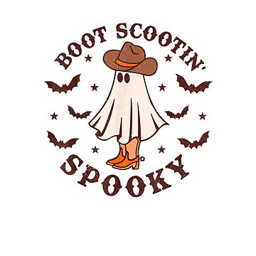 Retro Western Halloween Cute Ghost Funny Boot Scootin Spooky Sticker