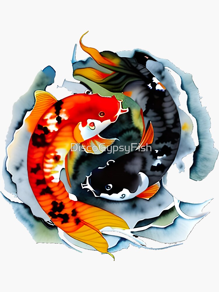 Ying Yang Koi Carp Fish Sticker For Sale By Discogypsyfish Redbubble