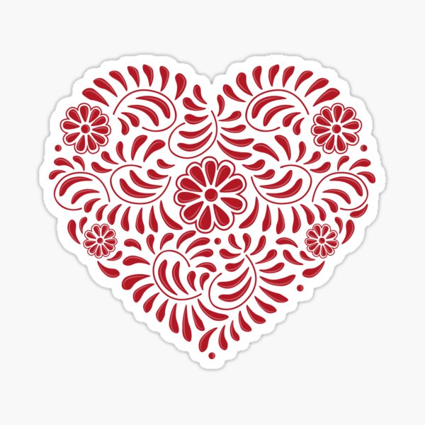 Red Mexican Talavera Heart Sticker For Sale By Terevela Redbubble