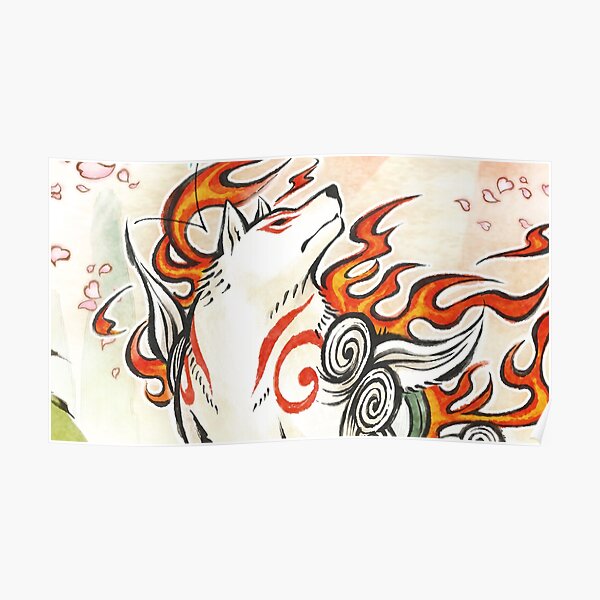 Okami Amaterasu Sun God Japanese Folklore Aesthetic Poster For Sale