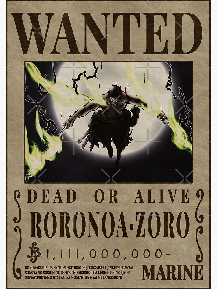 Roronoa Zoro Bounty One Piece King Of Hell Art Print For Sale By