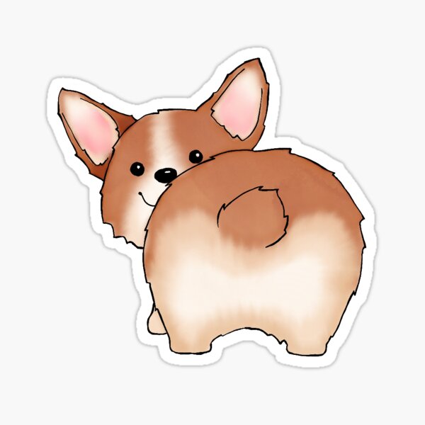 Big Corgi Butt Sticker For Sale By Haakondesign Redbubble