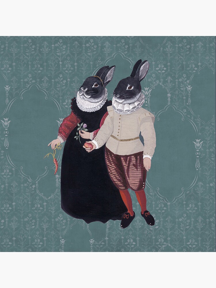 Victorian Mr Mrs Bunny Easter Is Here Sticker For Sale By