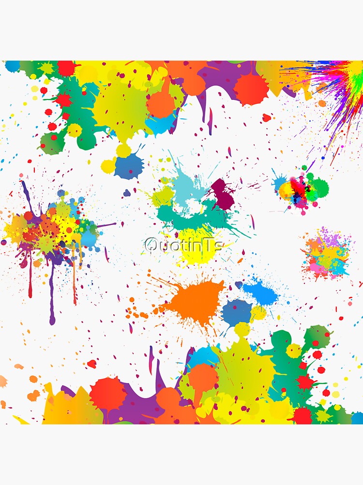 Rainbow Paint Splatter Colorful Splash Graphic Blobs Sticker For Sale