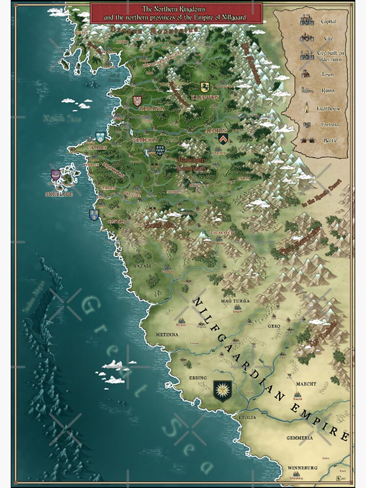 Witcher Map The Northern Kingdoms Nilfgaardian Empire Sticker For