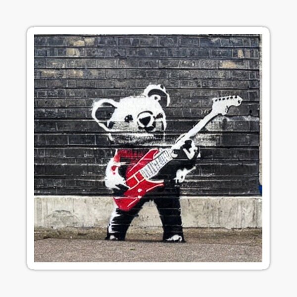 Rockstar Teddy Bear Playing An Electric Guitar Banksy Inspired