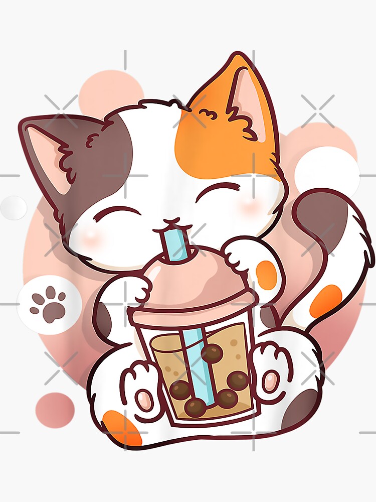 Cat Boba Tea Bubble Tea Anime Kawaii Neko T Shirt Sticker For Sale By