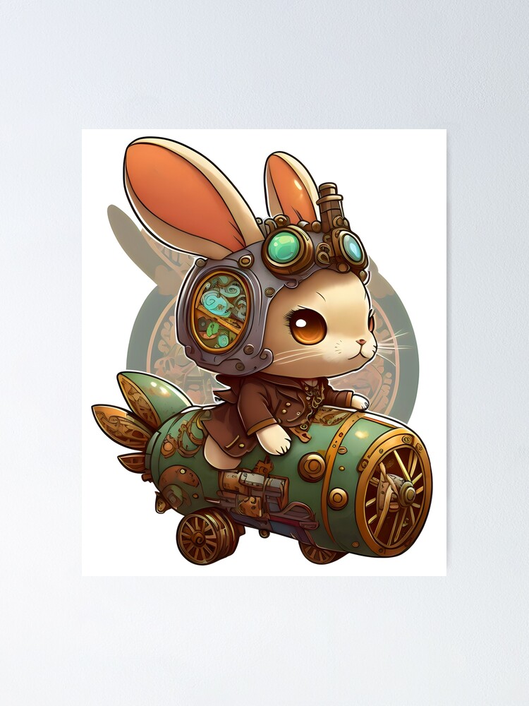 Steampunk Bunny Steampunk Rabbit Kawaii Rabbit Poster For Sale By