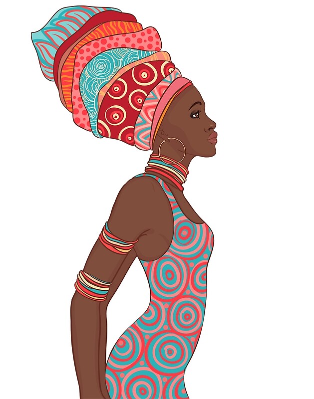 Голая африканская девушка в розовом платье 