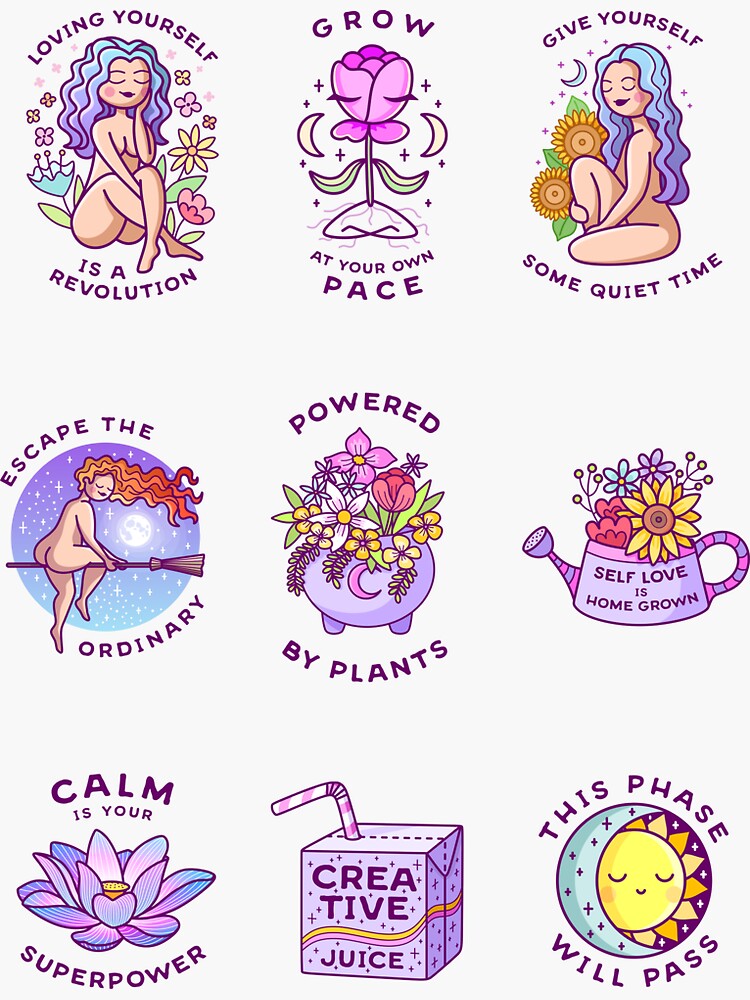 Self Care Sticker Sheet Sticker For Sale By Sombrasblancas Redbubble