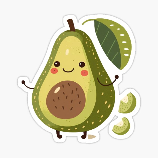 Cute Avocado Clipart Sticker For Sale By Egoism Redbubble