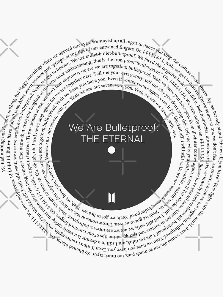 Bts We Are Bulletproof The Eternal Lyric Vinyl Black Sticker For