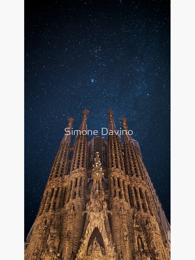 Barcelona S Sagrada Familia And Starry Night Sticker For Sale By