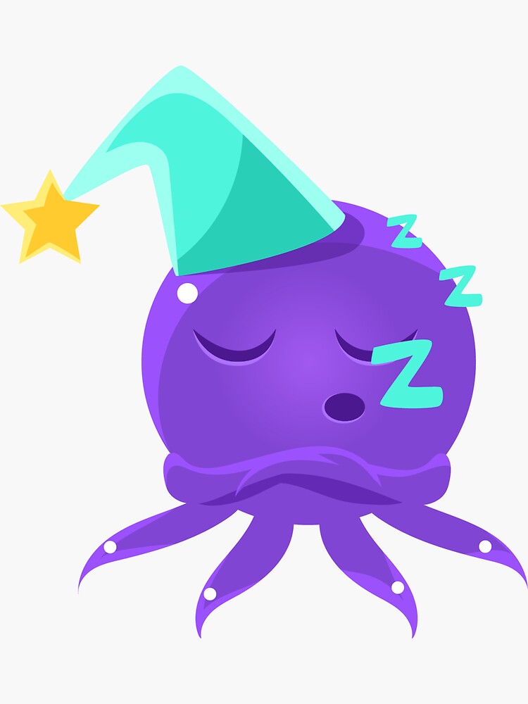 Funny Octopus Sleeping Emoji Sticker For Sale By Topvectors Redbubble