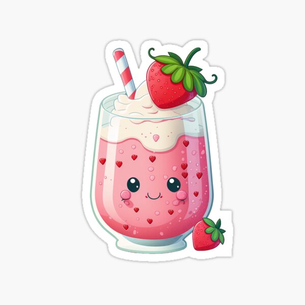 Cute Strawberry Milk Clipart Sticker For Sale By Egoism Redbubble