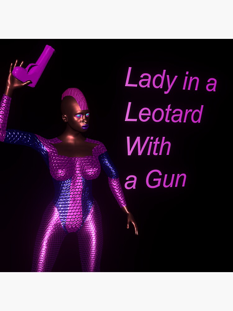 Lady In A Leotard With A Gun Sticker For Sale By TheVoicesGames