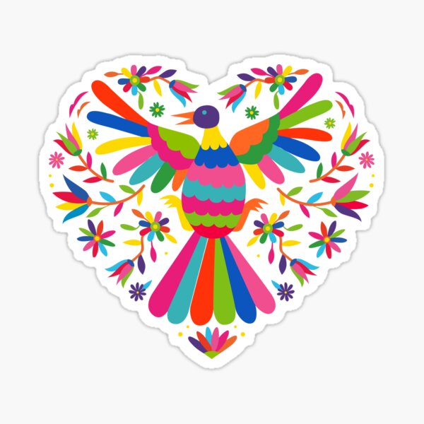 Mexican Otomi Heart With Bird Sticker For Sale By Terevela Redbubble