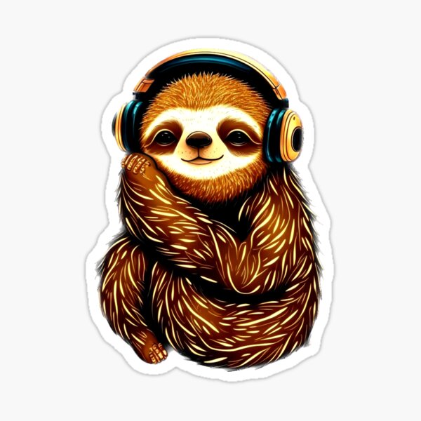 Kawaii Cute Sloth Listening To Music Sticker For Sale By Boopog