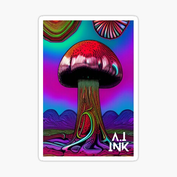 A I Ink Bioluminescence Mushroom Aesthetic Sticker For Sale By Ai