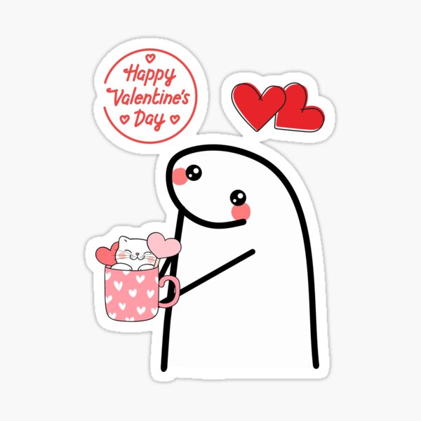 Flork Meme Happy Valentine Love Cat Red Pink Hart Sticker For Sale By Dreamypics Redbubble