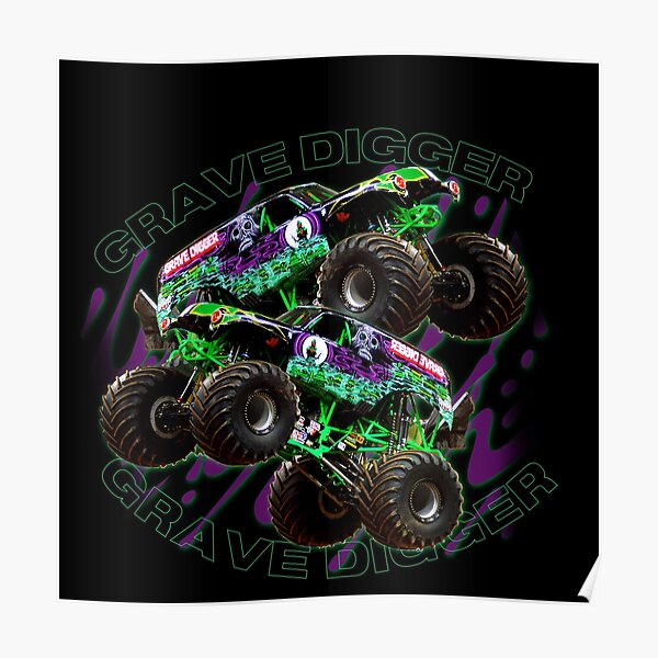 Grave Digger Monster Jam Monster Truck Poster For Sale By Lckees