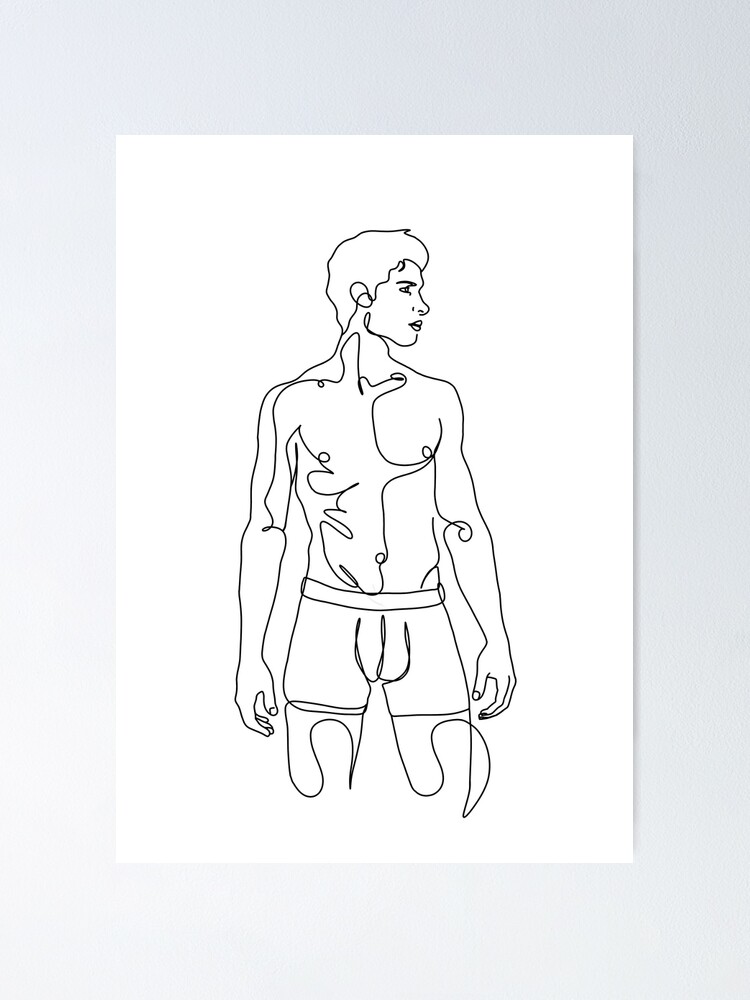 Shawn One Line Art Naked Man Line Art Printable Wall Art Art