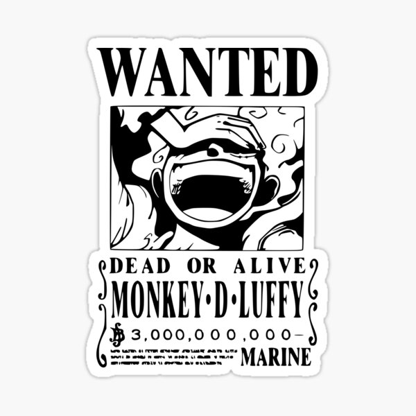 Luffy Wanted Poster Black Vector No Background Sticker For Sale By InkStop Redbubble