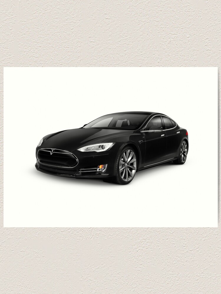 Black Tesla Model S Red Luxury Electric Car Art Photo Print Art Print