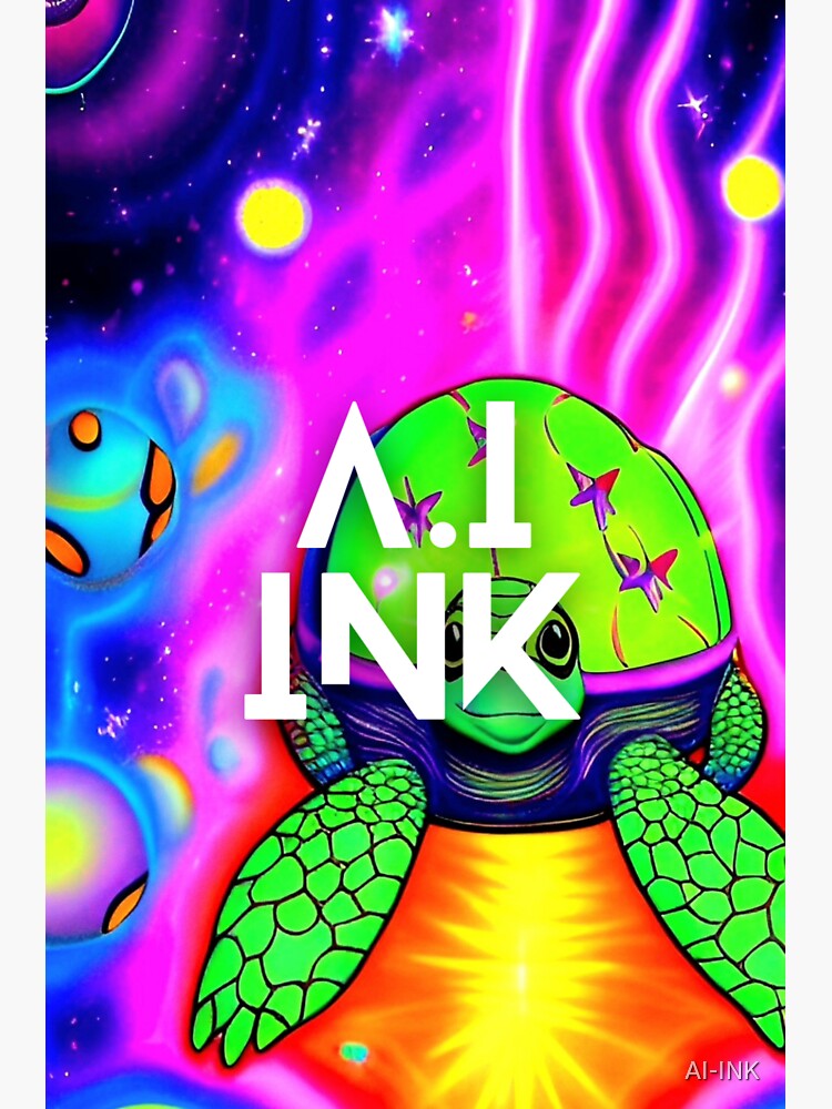 A I Ink Bioluminescence Turtle In Space Aesthetic Sticker For Sale