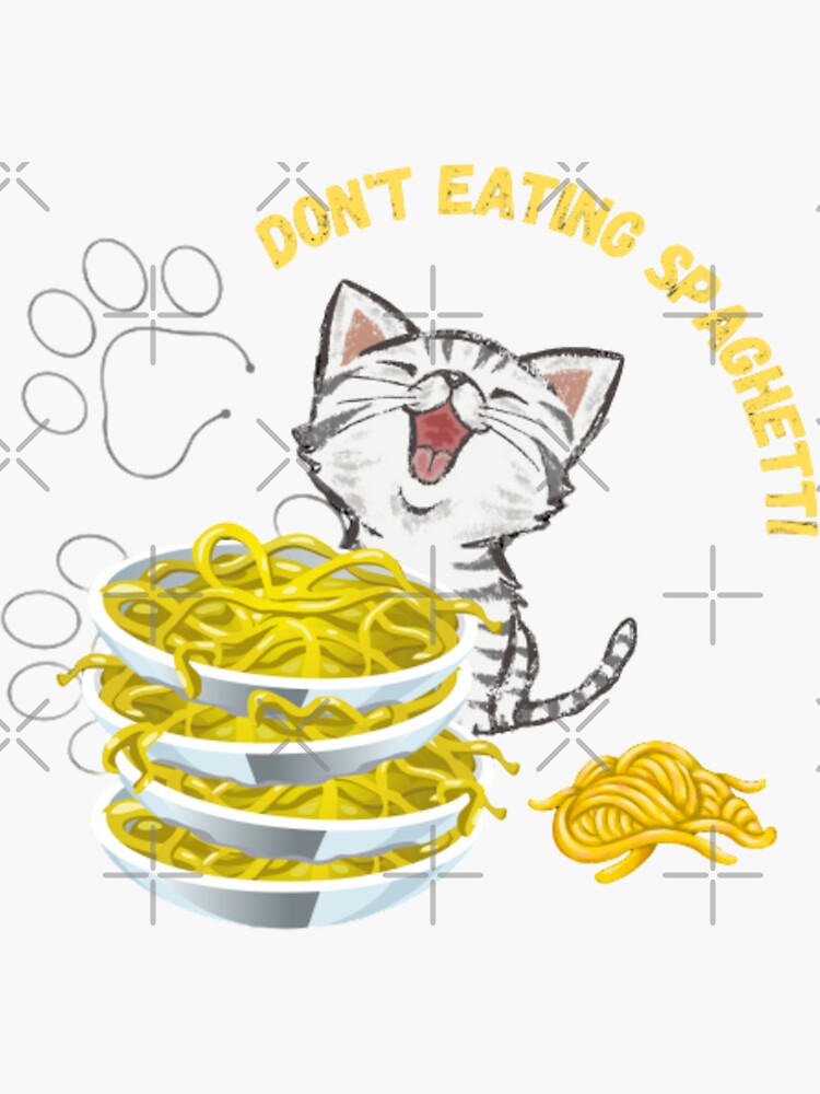 CAT EATING SPAGHETTI Sticker For Sale By Paoilastor Redbubble