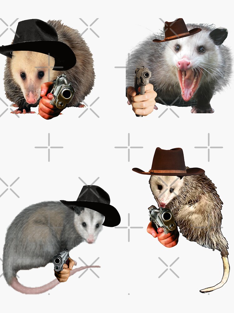 Cowboy Possum Sticker Set Funny Meme Sticker For Sale By