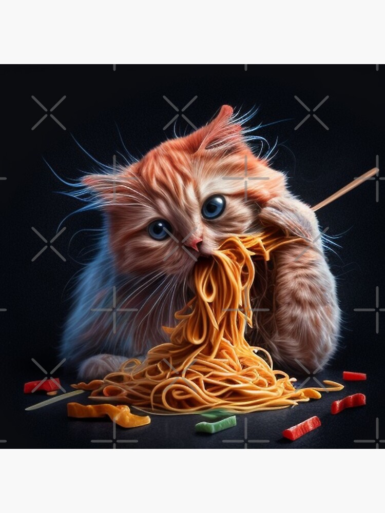 Cat Eating Spaghetti A Spaghetti Cat Sticker For Sale By Valleydream