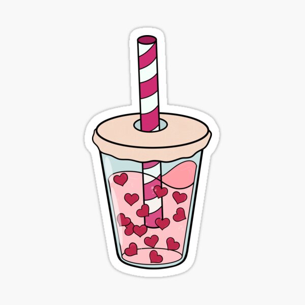 Kawaii Valentine Boba Sticker For Sale By Feistydesigns Redbubble