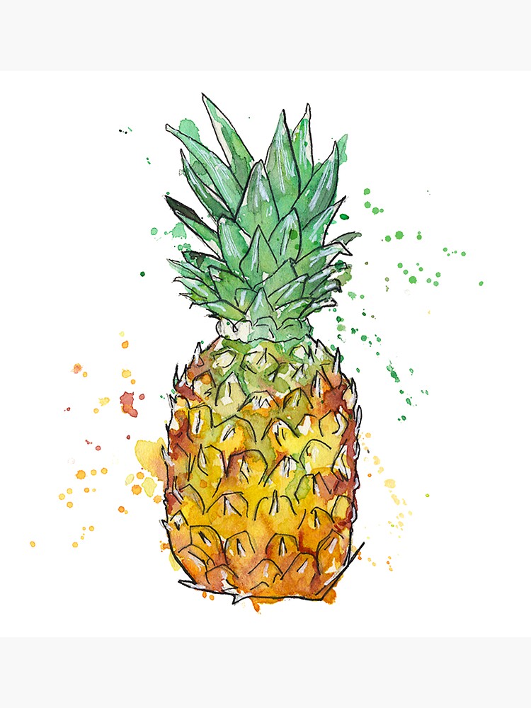 Pineapple Splatter Paint Watercolour Painting Sticker For Sale By