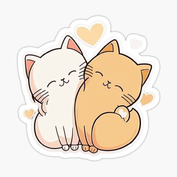 Cute Love Cats Sticker For Sale By Shopleilaart Redbubble