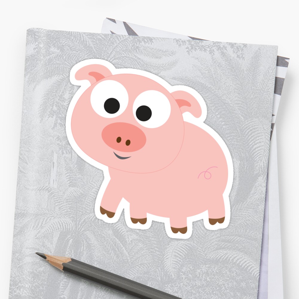 Cute Pink Pig Stickers By Eggtooth Redbubble