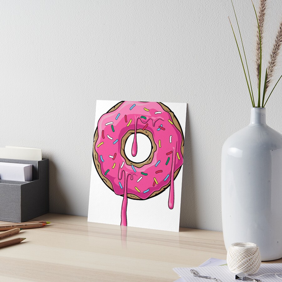 Cartoon Donut Dripping Art Board Print For Sale By Chocodole Redbubble