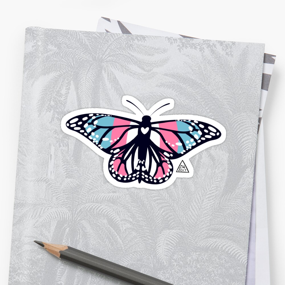 Pride Butterfly Trans Flag Sticker By MintyVenom Redbubble