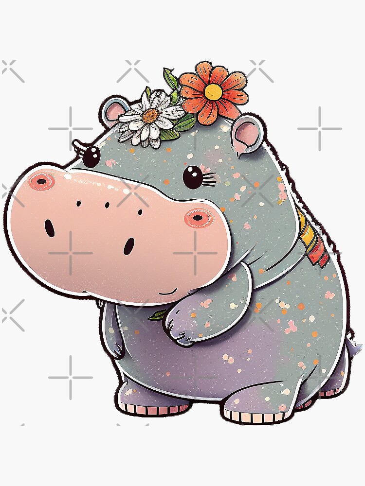 Cute Hippo Sticker For Hydro Sticker For Sale By Artyficial Redbubble