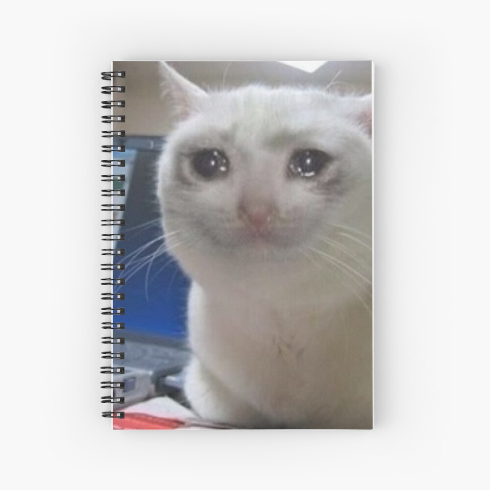 Crying Cat Meme Spiral Notebook By Carou Redbubble