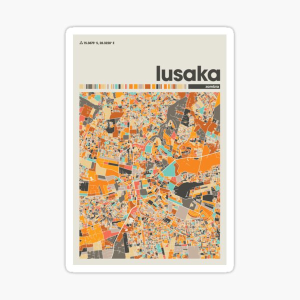 Lusaka Colorful Map City Of Lusaka Map Lusaka Minimalist Map Lusaka