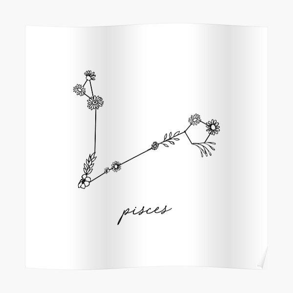 Pisces Zodiac Wildflower Constellation Poster For Sale By Aterkaderk