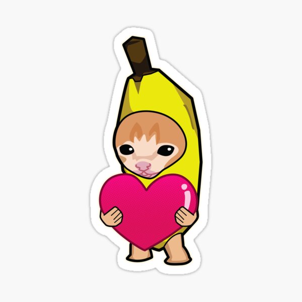 Banana Cat Holding Heart Meme Happy Happy Sticker For Sale By Rzera